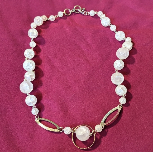 Crackle Quartz Necklace White Crystals Natural Protection Silver Handmade Art - Picture 1 of 9